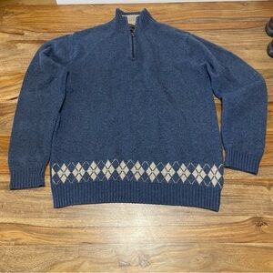 James Pringle Weavers Argyle Sweater Scotland 100% Wool‎ Pullover sz M